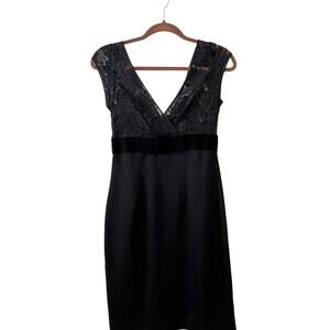 Banana Republic Black Lace & Velvet Bow Detail Dress 2